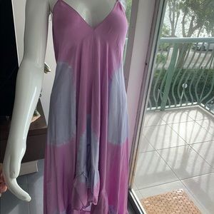 High low, silk tie-die casually sexy summer dress.